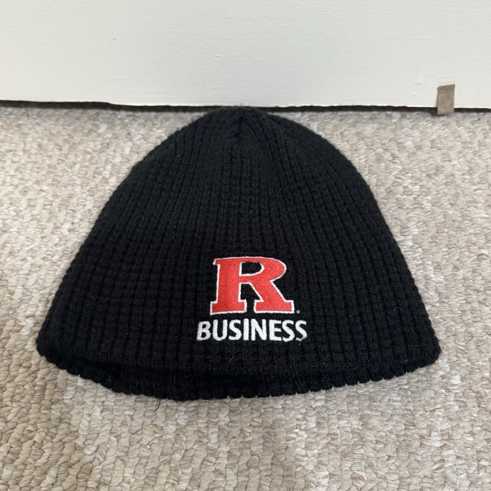 Rutgers University Business Scarlet Knights Black Waffle Winter Beanie Hat